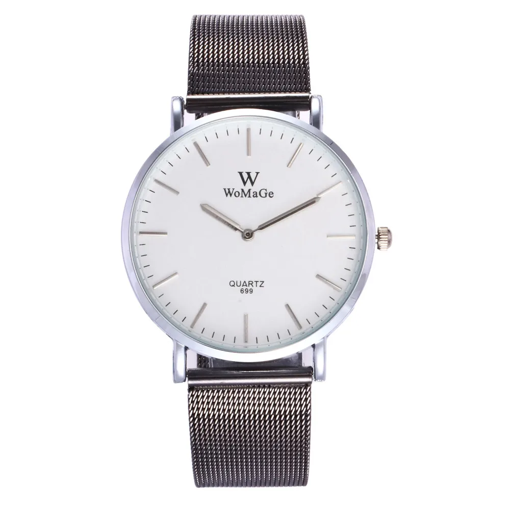 WOMAGE Moda Luxo Mulheres Relógios Banda De Malha De Aço Inoxidável Quartz Watch Casual Mulheres Quartz Relógios De Pulso Montre Femme