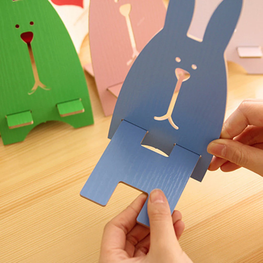 Portable Cute Rabbit Shape Wooden Mobile Phone Support Clip Desktop Desktop High-Quality Mobile Phone Base For Android Ios phone