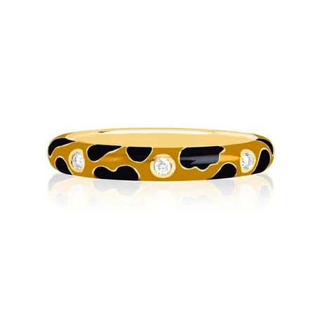 Leopard Print Enamel Band Ring For Girl Women Gold Color Simple Circle Eternity Rings