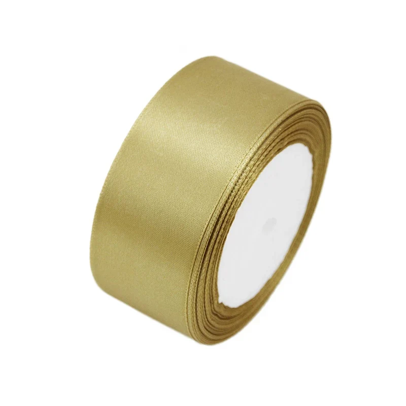 (25 yards/roll) pale gold Satin Ribbon Wholesale Gift Wrapping Christmas ribbons