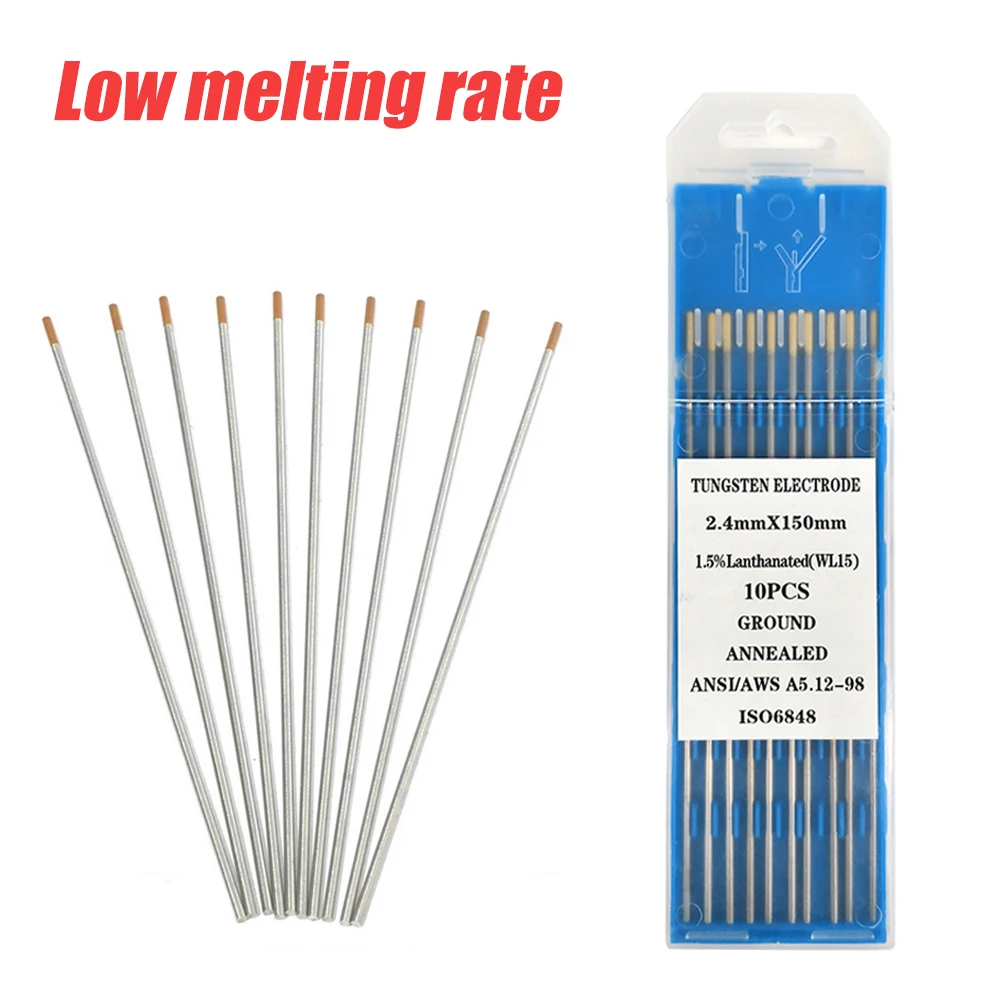 10 Buah WL15 Emas 1.5% Elektroda Tungsten Lantanasi 1.0/1.6 /2.0/2.4/3.2/4.0*150Mm Jarum Tungsten Profesional