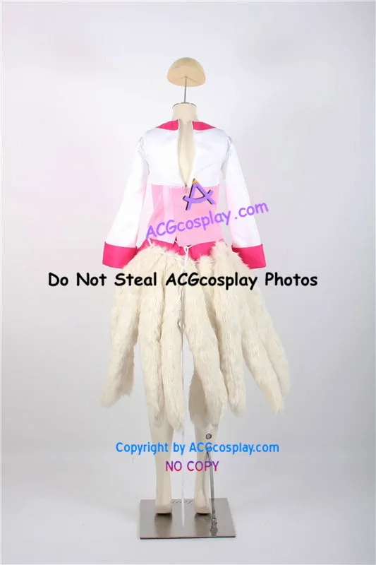 League of Legends Dynasty Ahri Cosplay Costume include stockings and nine fur tails acgcosplay costume