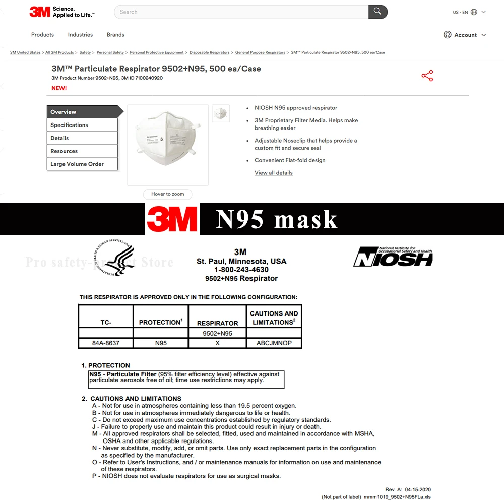 50Pcs/Lot 3M N95 9502+N95 Mask Reusable KN95 Face Mask Mouth Mask Filter Anti Dust Breathable Protective Adult Masks Fast Ship