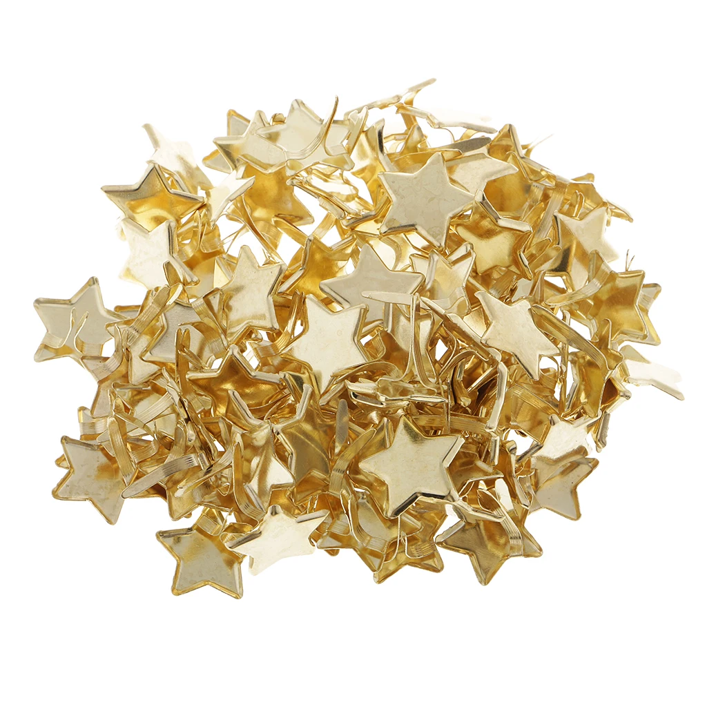 100x Gold Star Head Split Pin Metal Brads Paper Fasteners for Scrapbooking Paper Craft Card Making Kids DIY Craft