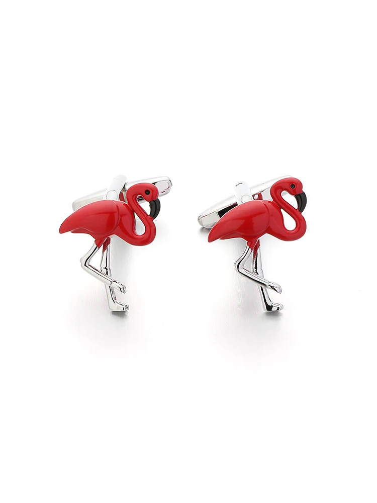 KFLK Animal Red Flamingo High Quality Cufflinks for Mens cuff links Custom Button Shirt Wedding  Gifts  Custom guests