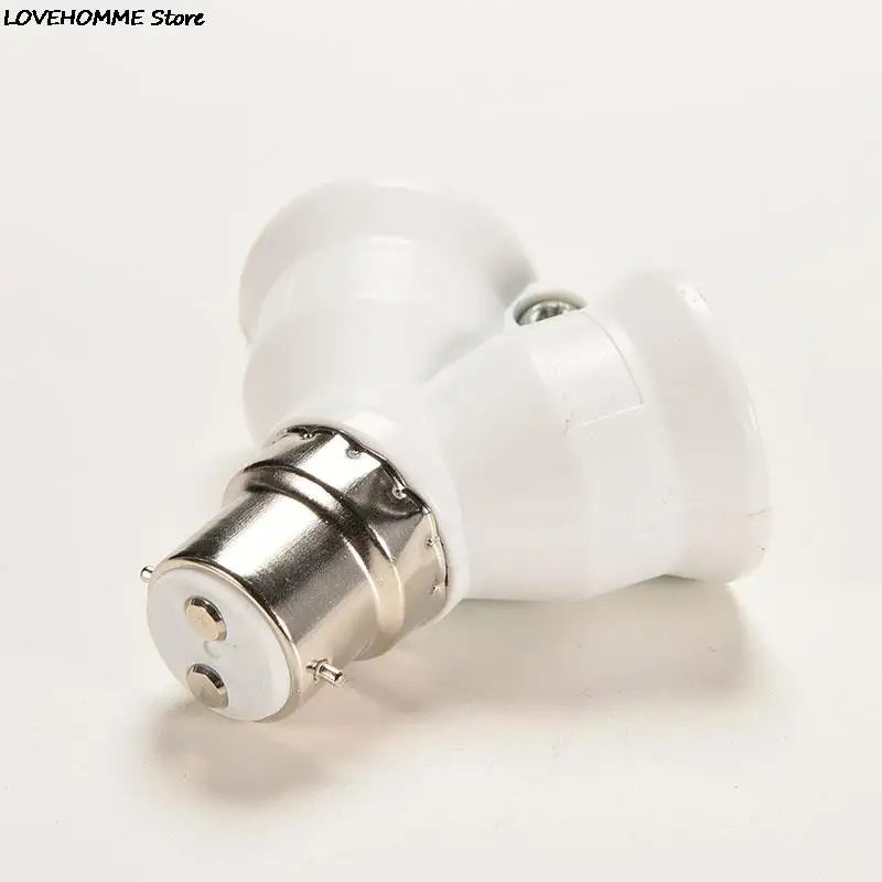 ZLinKJ 1Pcs Practical White B22 To 2x E27 Bayonet Light Bulb Lamp Converter Adapte Splitter Screw Socket