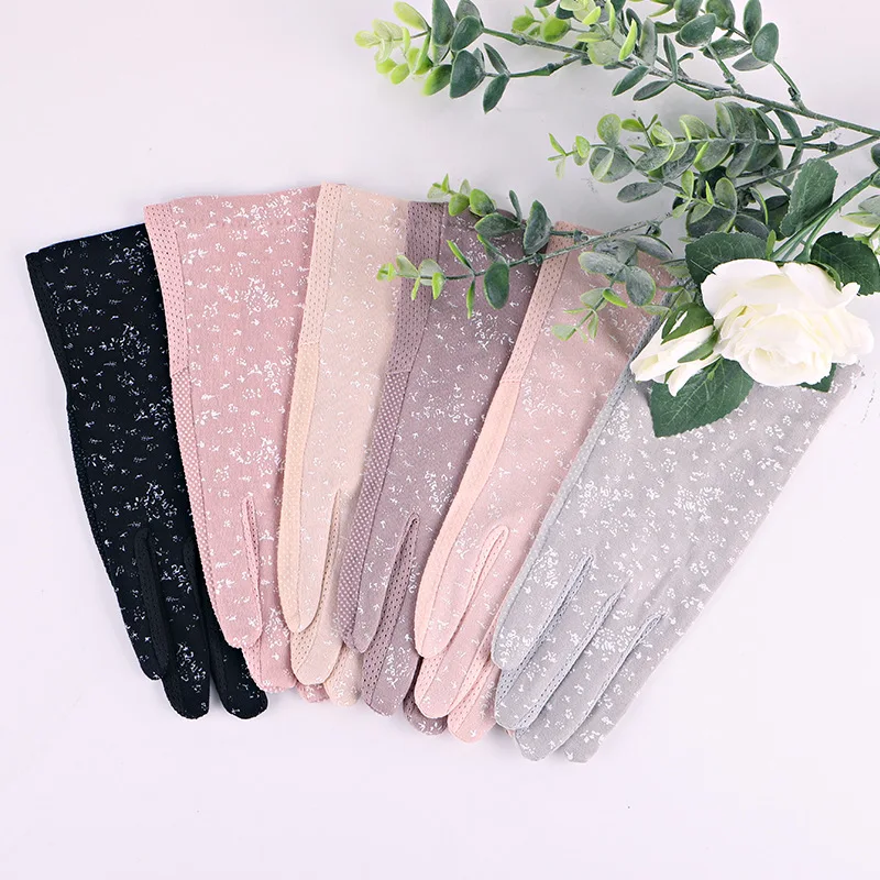 New Ladies Thin Summer Non-slip Touch Screen Gloves Short Cotton Anti-ultraviolet Stretch Sunscreen Gloves