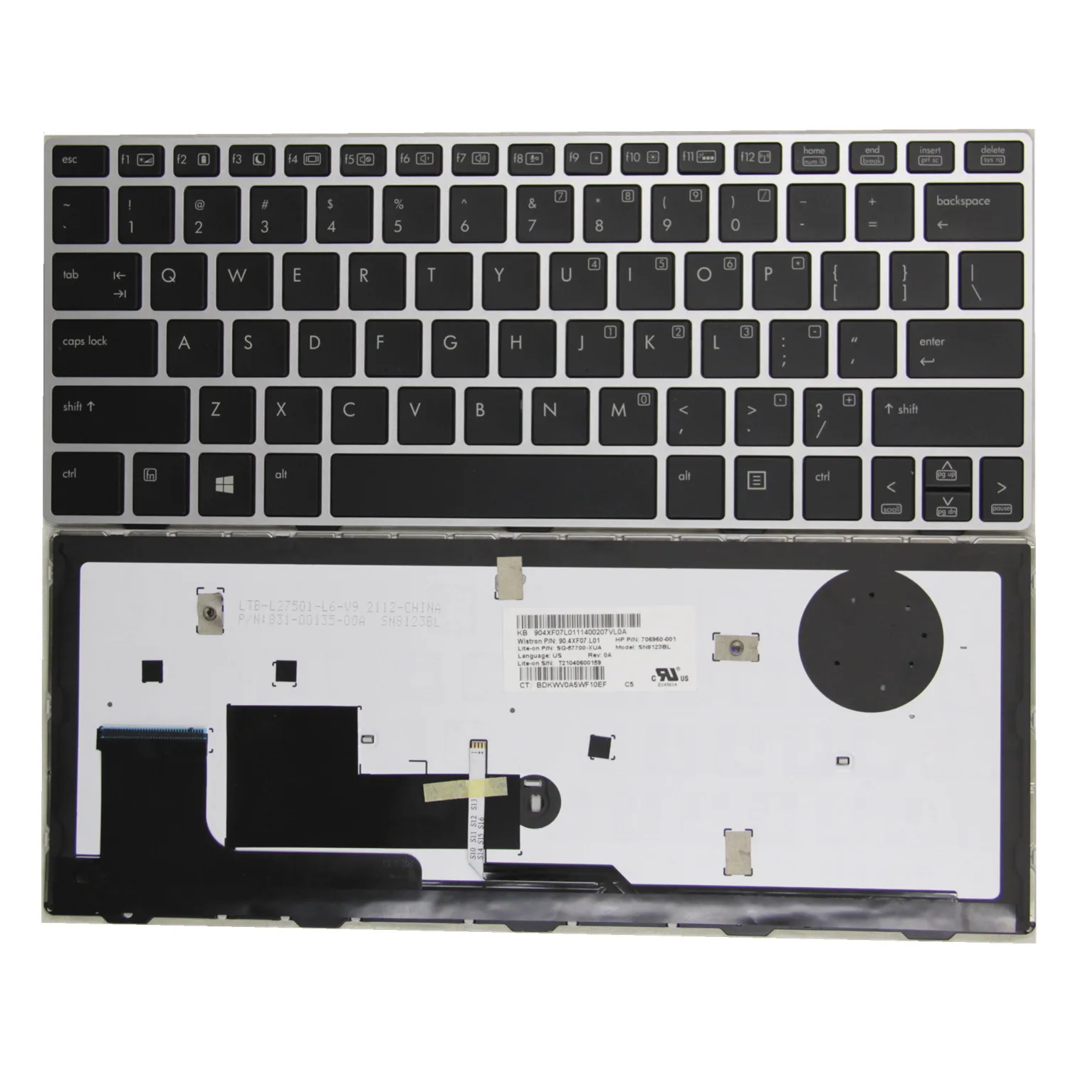 Original 100%New US For HP EliteBook Revolve 810 G1 810 G2 810 G3 Sliver Frame Backlight English Laptop Keyboard 706960-001