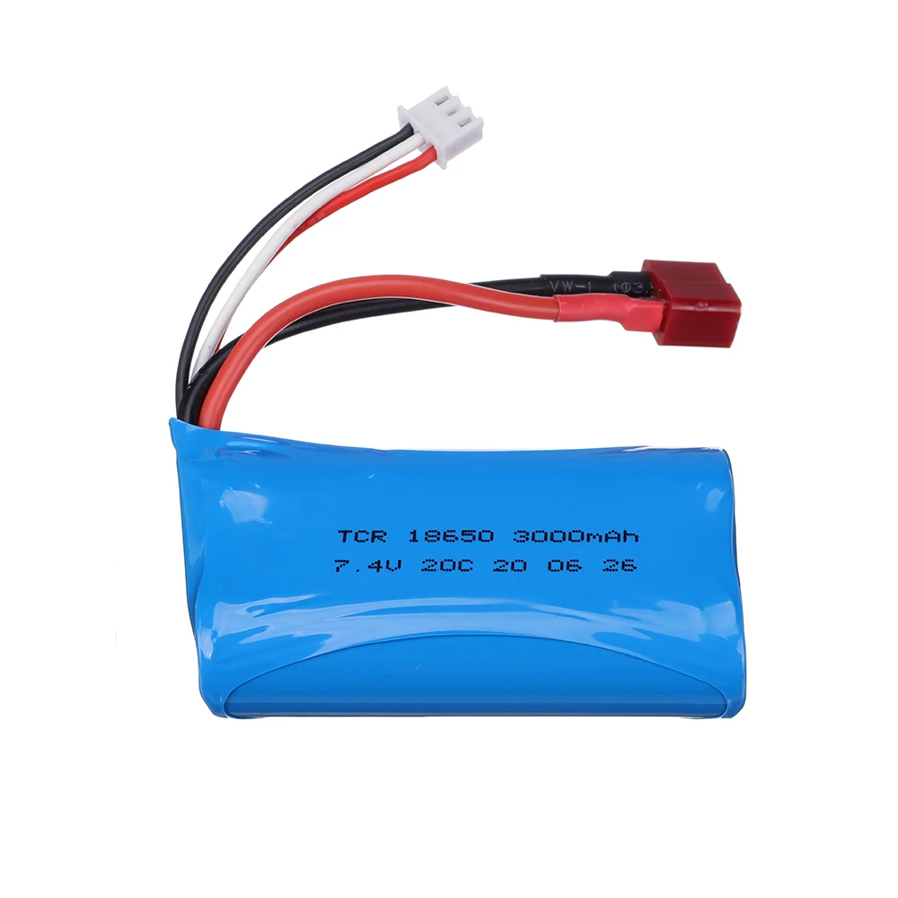 18650 bateria 7.4v 3000mah lipo bateria 2s para wltoys 104009/12423/10428 /12429/12401/12402/12402a rc carro acessórios de reposição