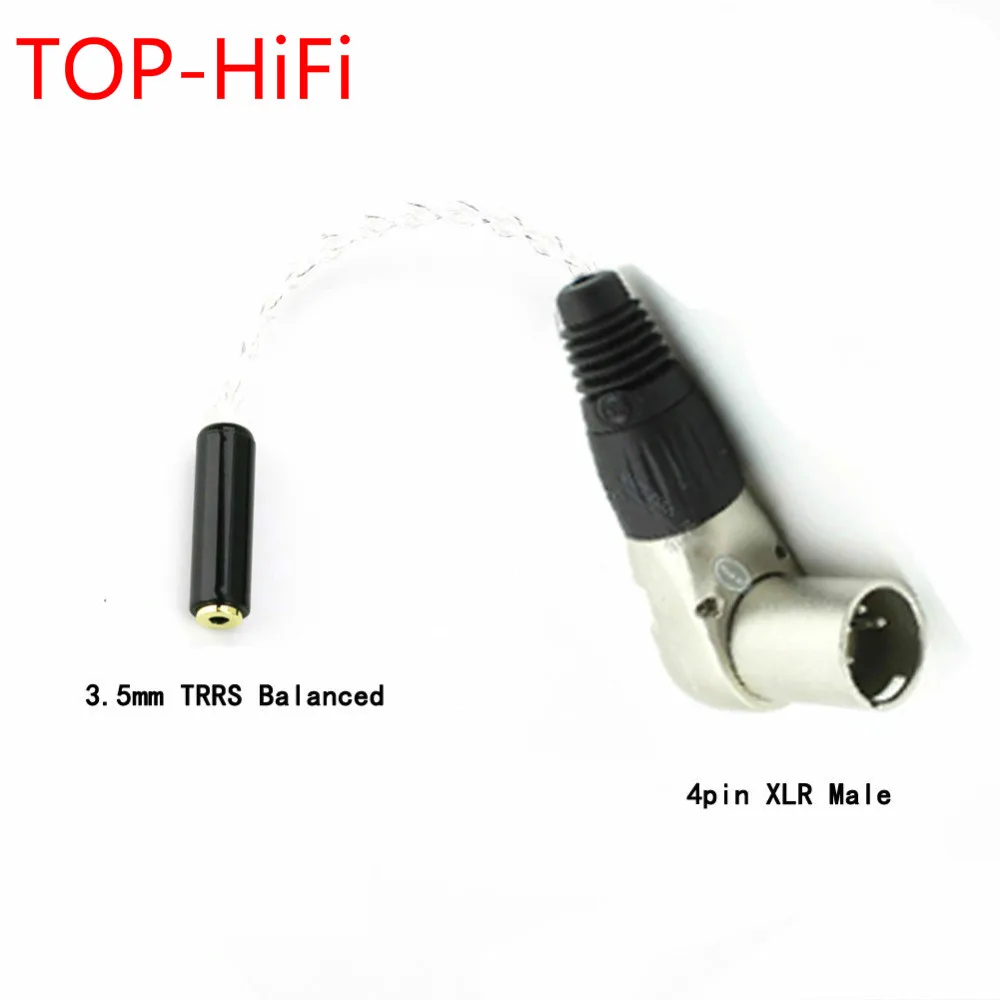 

TOP-HiFi 10 см посеребренный L прямоугольный 4pin XLR штекер до 3,5 мм Trrs сбалансированный Женский аудио адаптер кабель