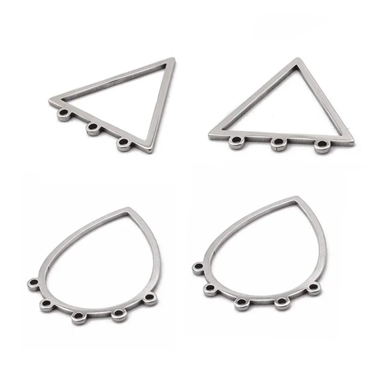 10pcs Stainless Steel Triangle Waterdrop Porous Charms Frame Connector For Handmade Earrings Jewelry Findings Making