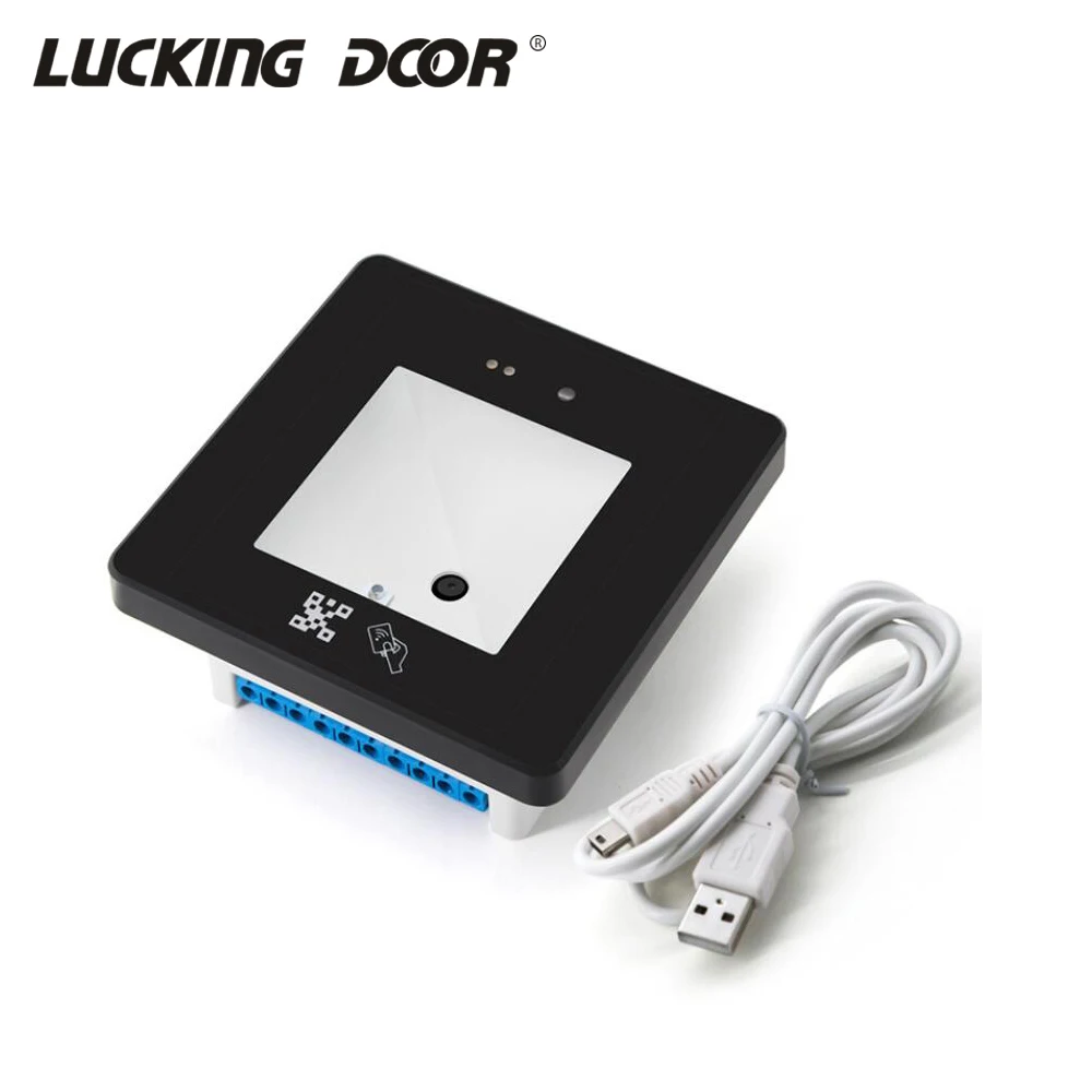 

DC12V 125Khz/13.56Mhz RFID Barcode 2D QR code Reader Access Control Reader Wigand USB RS232 RS485 Interface 86*86MM