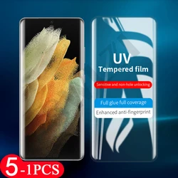 Protecteur d'écran en verre trempé UV pour Samsung, film de protection pour Galaxy s21 Ultra s20 note 20 10 pro s10 5G s9 s8 plus, 5 pièces