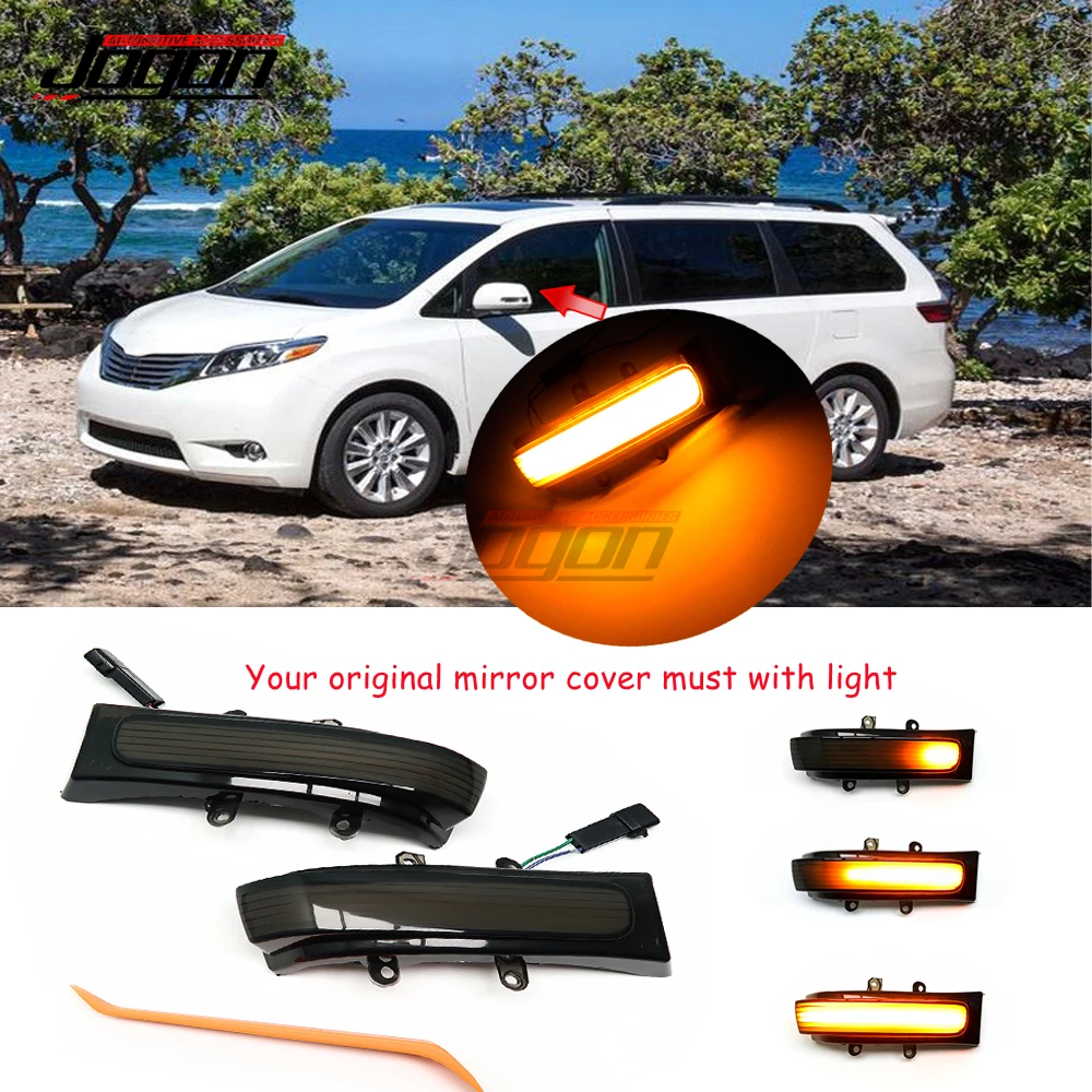 2pcs For Toyota Sienna XL30 2011- 2020 For Highlander XU40 2008-2013 Car LED Dynamic Side Mirror Lamp Turn Signal Blinker Light