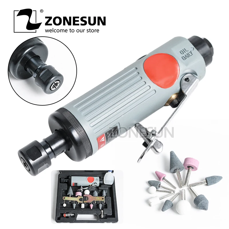 

ZONESUN ZS-7306 FULL SET Pneumatic Die Grinder Air Die Grinder Grinding Mill Engraving Tool Polishing Machine for Pneumatic Tool