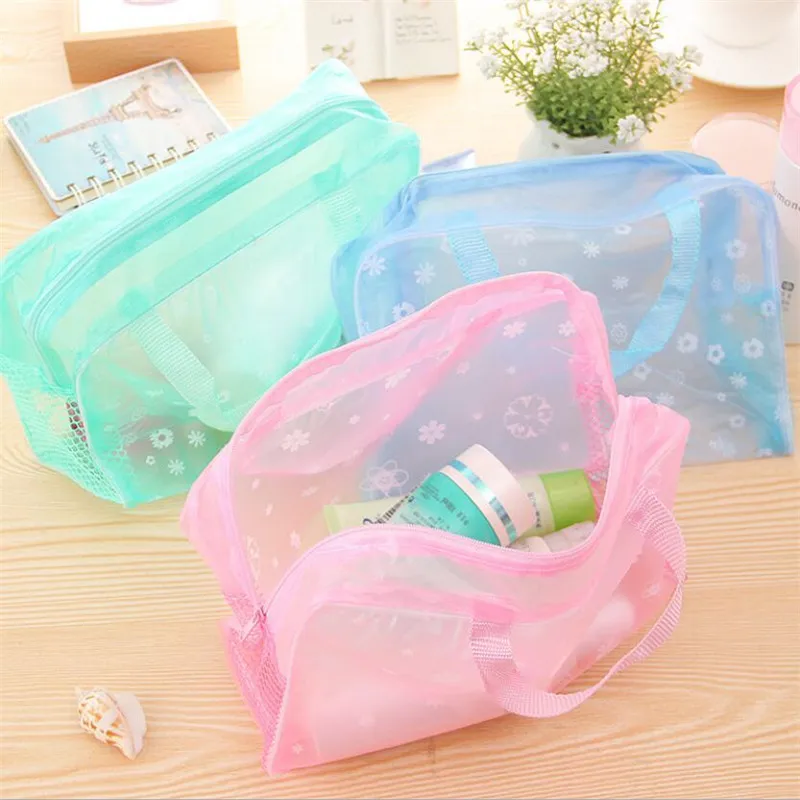 Creative Translucent Waterproof Cosmetic Bag Portable Travel Wash Bag Bathroom Wash Kit Toothbrush Pouch Organizer Makeup Case