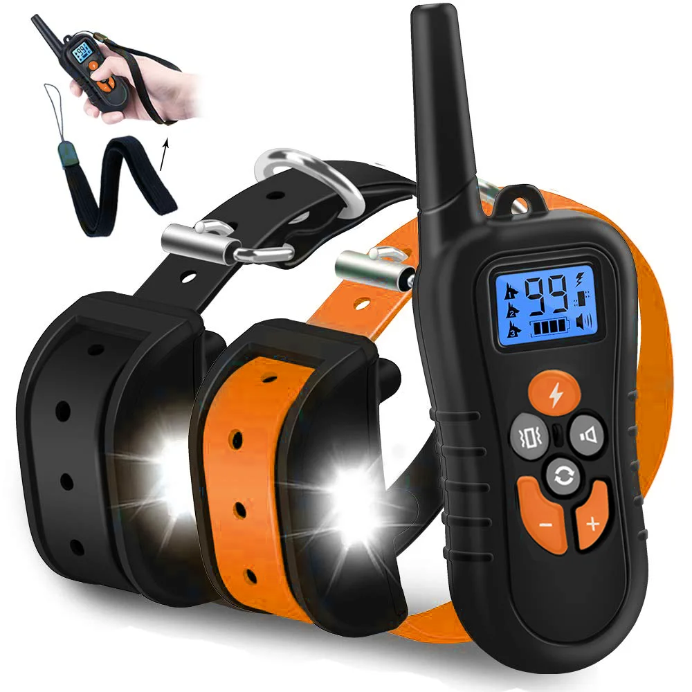 Electric Dog Training Obedience Collar Pet Remote Trainer Control Waterproof Rechargeable for All Size Shock Vibration Sound