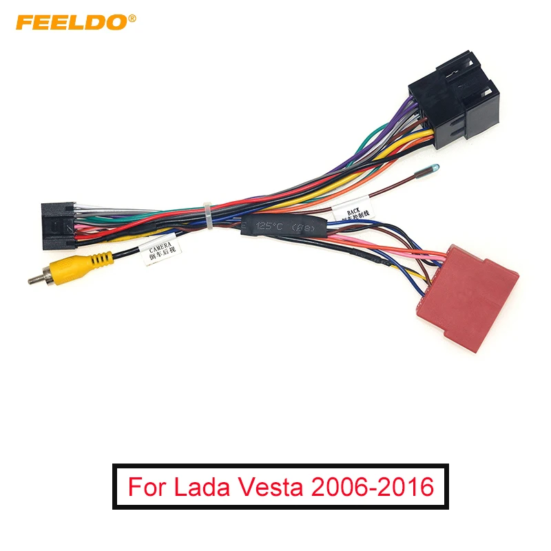 

FEELDO 5Set Car Audio Wiring Harness For Lada Vesta Aftermarket 16pin CD/DVD Stereo Installation Wire Adapter