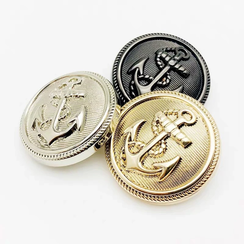 10pcs 15/20/25mm Vintage Anchor Design Clothing Sewing Buttons Black Silver Gold Metal Jacket Buttons 20mm Fashion Shirt Buttons