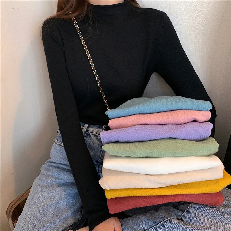 AOSSVIAO 2024 High Quality Fashion curling Turtleneck Autumn Winter Sweater Women Wool Pullovers Fashion Women's Solid Sweaters