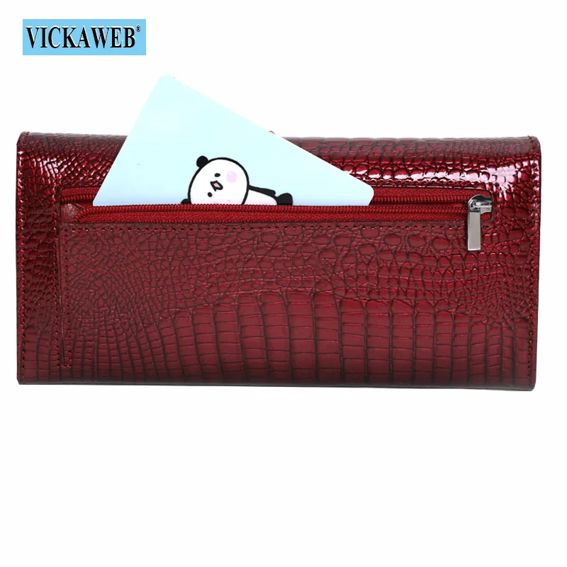 Free Gift Genuine Leather Women\'s Wallets Long Ladies Double Zipper Wallet Clutch Money Bag Design Purse Fashion Purses VK-AE501