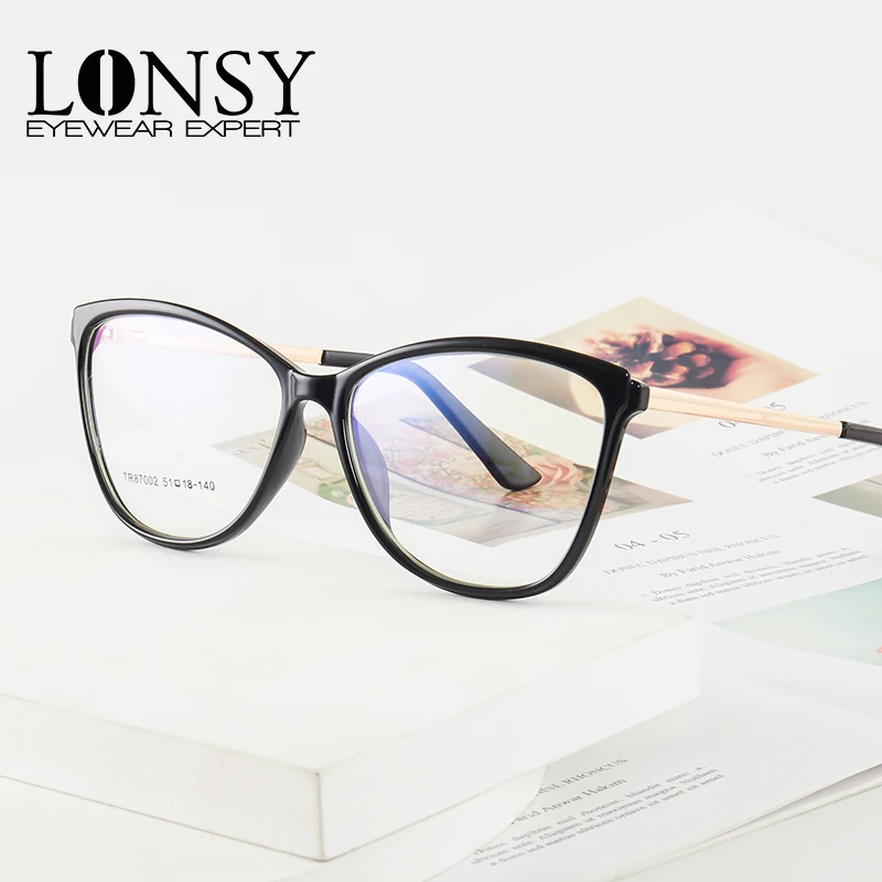 LONSY Retro Square Myopia Glasses Frame Fashion Women Eyewear Improve Comfort Anti Blue Light Computer Eyeglasses Men