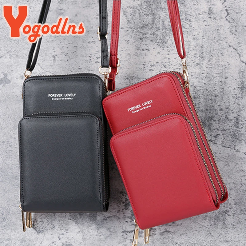 Yogodlns Three-layer Touch Screen Bag Female Crossbody Bag New trendy zipper multifunctional Shoulder Bag Mobile Phone Bag