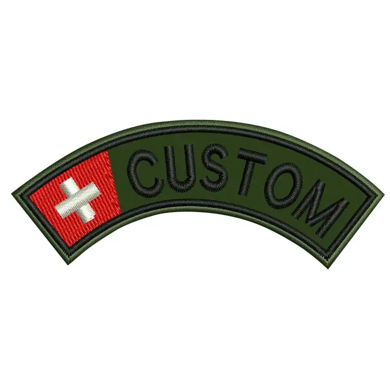 Custom Switzerland Flag Name Patches Personalized Iron on Hook Backing