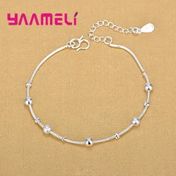 Charm 925 Sterling Silver Water Wave Chain Bracelet Solid Silver Fashion Women Girls Lady Fine Silver Jewelry