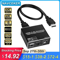 2022 Navceker 4K 120Hz HDMI 2. W wieku 0 ekstraktor Audio łuku ekstraktor dźwięku HDMI ekstraktor Audio Splitter HDMI do ekstraktor Audio optyczne TOSLINK SPDIF