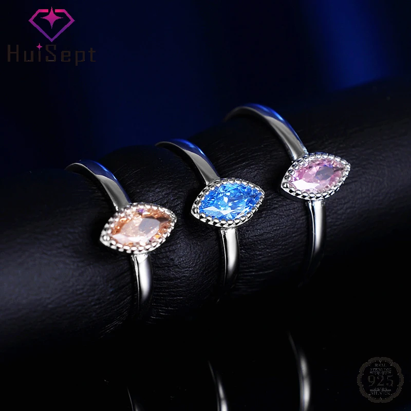 

HuiSept Fashion Ring for Women 925 Silver Jewelry with Zircon Gemstone Wedding Bridal Party Finger Rings Accessories Wholesale