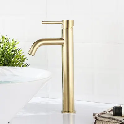 MTTUZK Solid Brass Brushed Gold Basin Faucet Matte Black Basin Faucet Hot Cold Mixer Taps Rose Gold Heightening Faucet