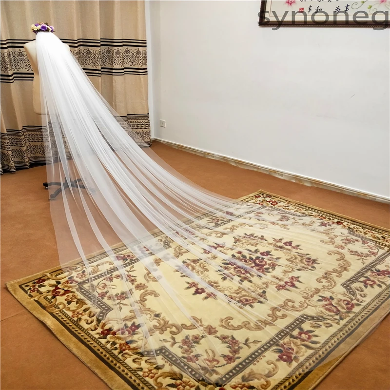 Physical picture Elegant Wedding Veil 3 Meters Long Soft Bridal Veils With Comb White 1 layers Ivory  Color Bride