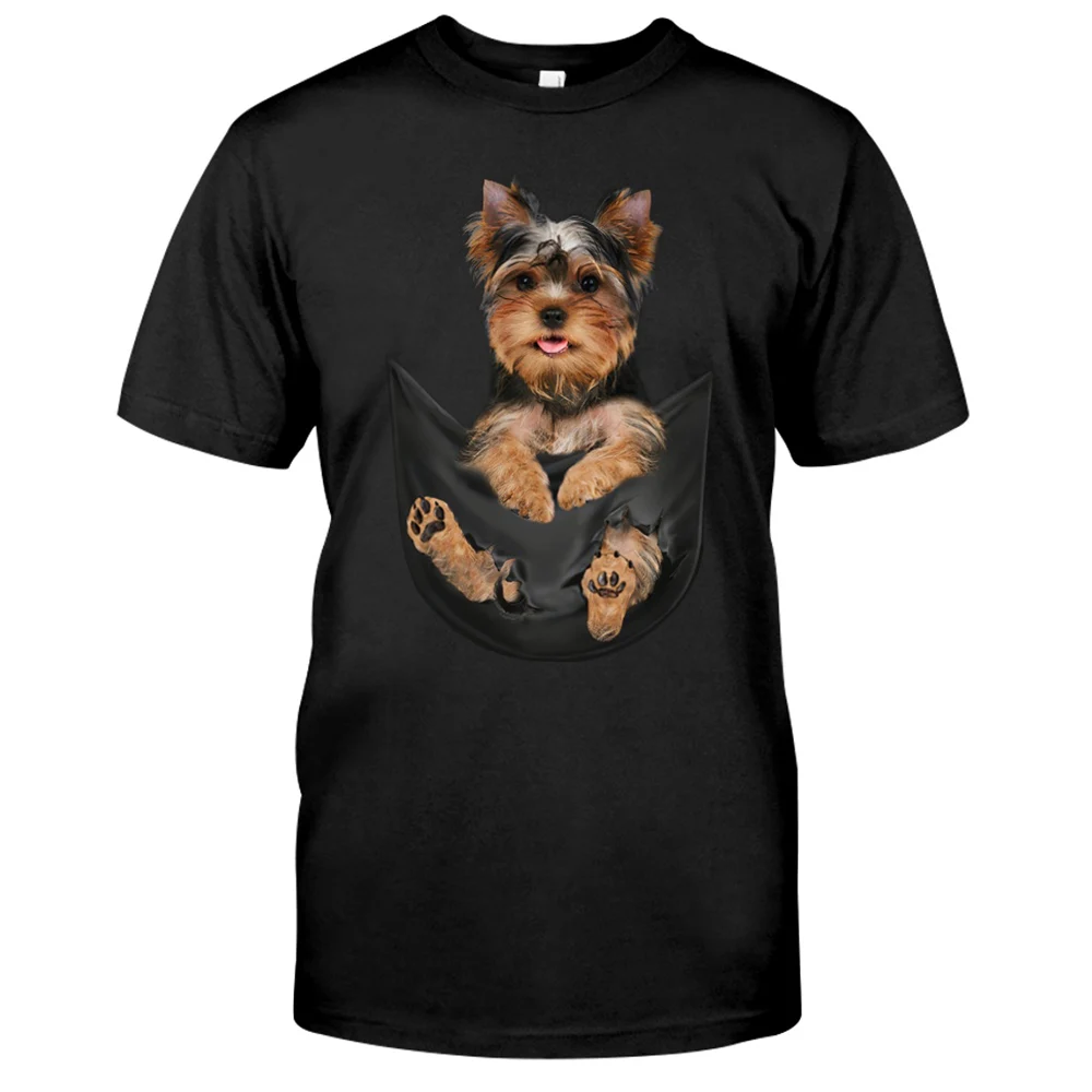 CLOOCL Funny Cotton TShirt Fashion Brand Summer Schnauzer In Pocket 3D Printed Casual Shirt Men Women Shirts Hip Hop Cotton Tees