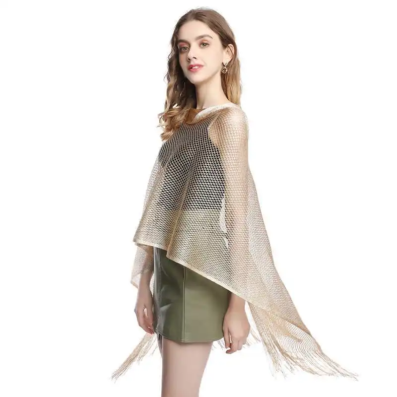 

Summer hollowed-out tassel shawl European rayon multi-purpose women's shawl