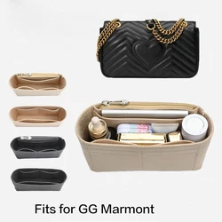 Organizer Makeup Fits For double G marmont Insert Bags GG Handbag Travel Inner Purse Portable Cosmetic base shaper