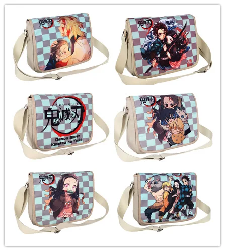 Kimetsu no Yaiba Fashion Anime Canvas Shoulder Bags Soft Tote Messenger Handbag Casual Shopping Bag Lady Girls New