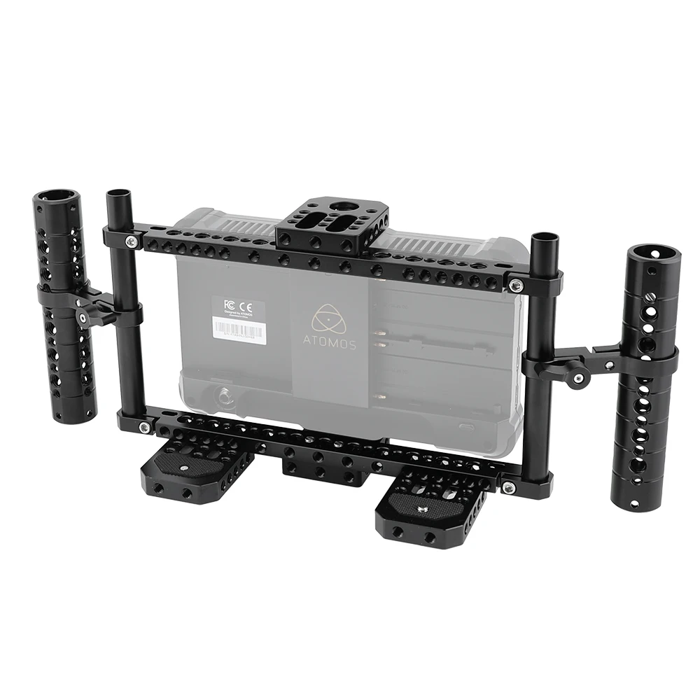 HDRiG On Camera Monitor Cage Rig With Adjustable Aluminum Cheese Handle & Cheese Bar & 15mm Rod For 5 inch 7 inch Monitor