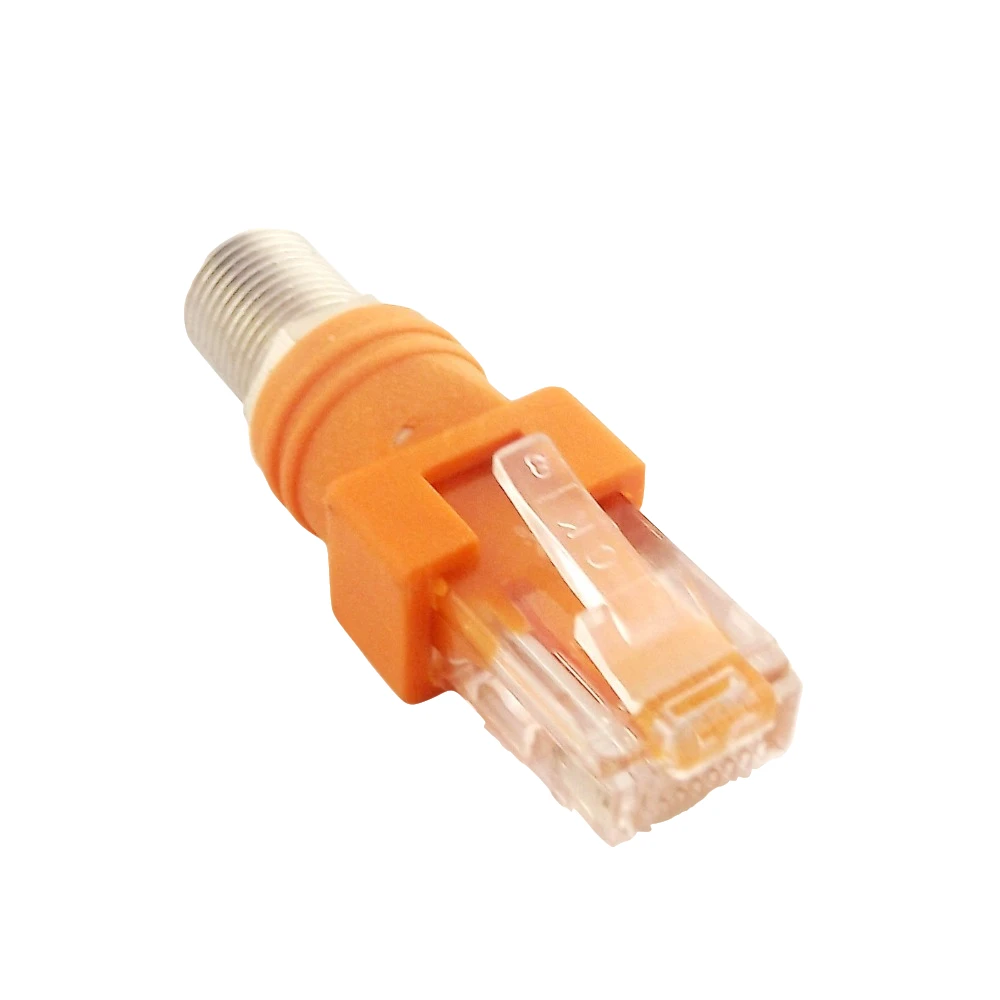 1pc F Type RF Female Jack to RJ45 Male Plug Ethernet Coaxial Barrel Coupler Converter Coax Adapter Connector for Line Tester