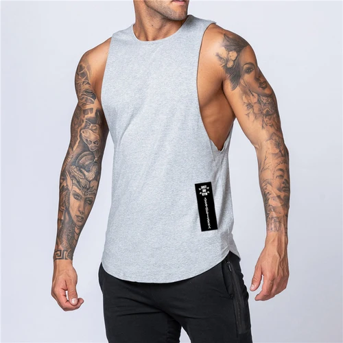 Imagen 2 del producto Camiseta sin mangas de algodón para hombre, chaleco deportivo de entrenamiento para gimnasio, ropa de moda para culturismo