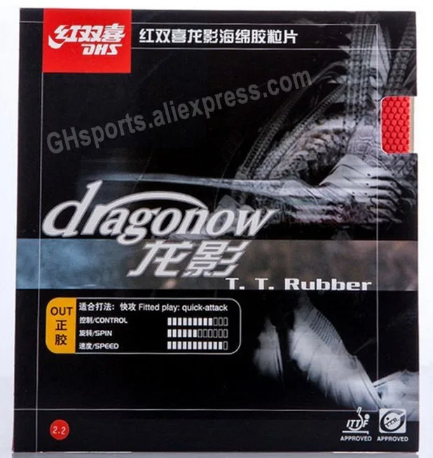 DHS Dragonow Table Tennis Rubber DRAGON SHADOW Pips-out Original DHS Ping Pong Sponge