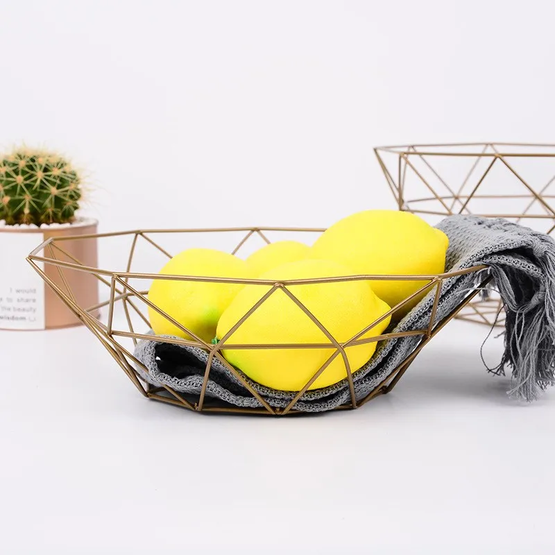 Fruit Basket Container Bowl Metal Wire Basket Kitchen Drain Rack Fruit Vegetable Storage Holder Snack Tray Bowl Table Storage