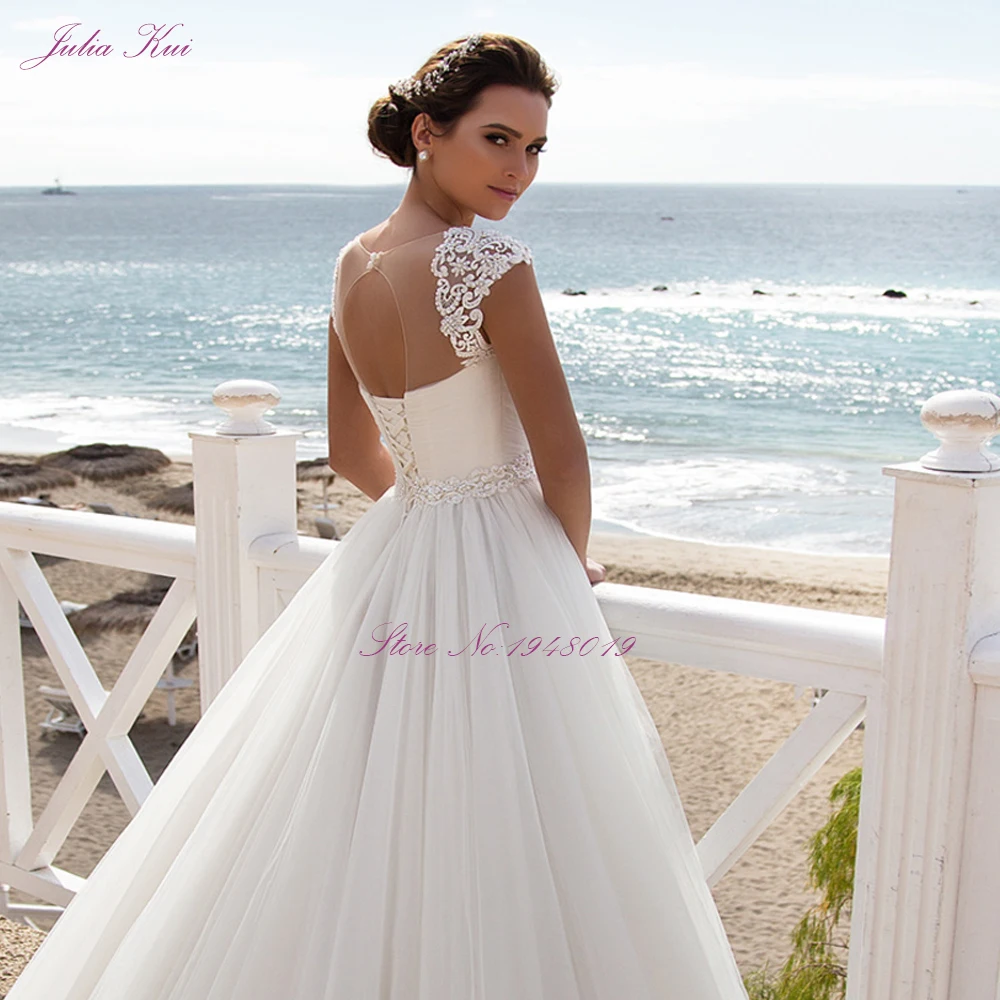 Julia kui-チュールのウェディングドレス,通常のストラップ付きの空中ブランコドレス,地面の長さ,エレガントでベルト付き