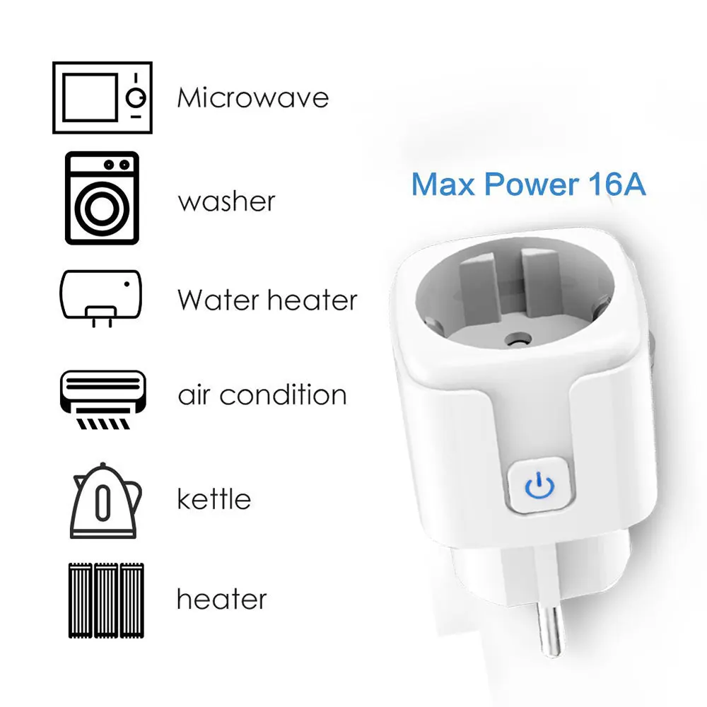 Smart Plug Wifi Wattimetro Smart Plug Socket with Wattmeter Tuya Wifi Smart Meter EU Single Sockets Compatible With Alexa Google