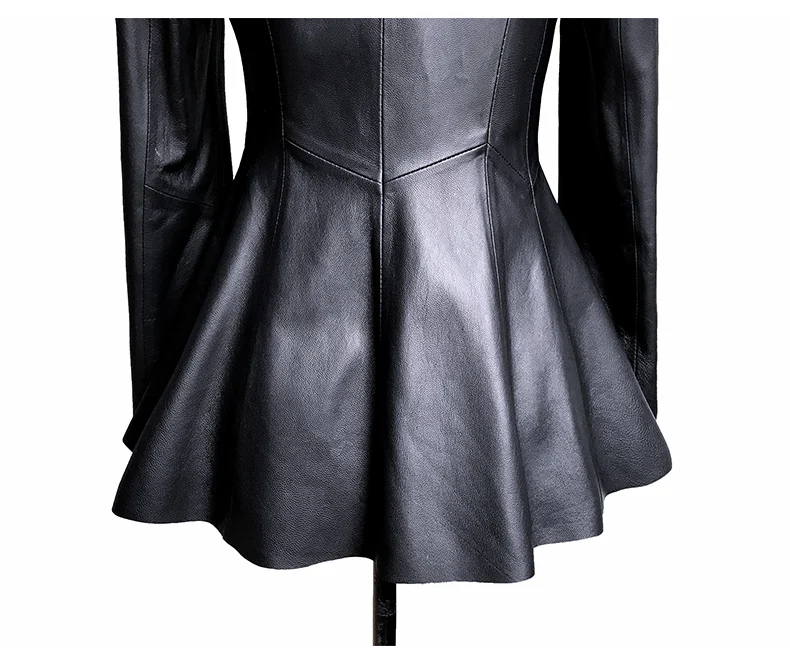 Lautaro Autumn Black Slim Soft Pu Leather Jacket Women Deep V Neck Long Puff Sleeve Elegant Luxury Skirted Blazer Fashion 2021