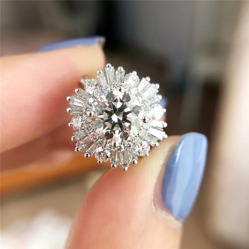 Weibliche Ringe im frischen Stil von Huitan mit schillernden Kristall-Zirkonia-Bling-Accessoires für Tanzparty-Modeschmuck für Frauen