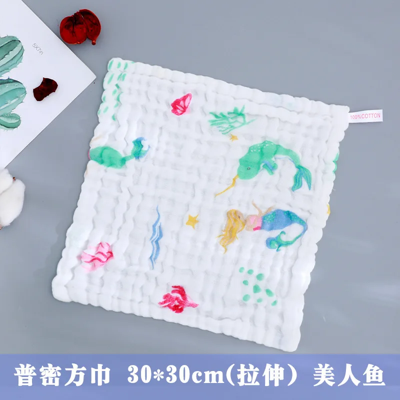 6 layers of pure cotton towel 25*50CM baby towel, children\'s face towel, cartoon water-absorbing bubble sponge towel