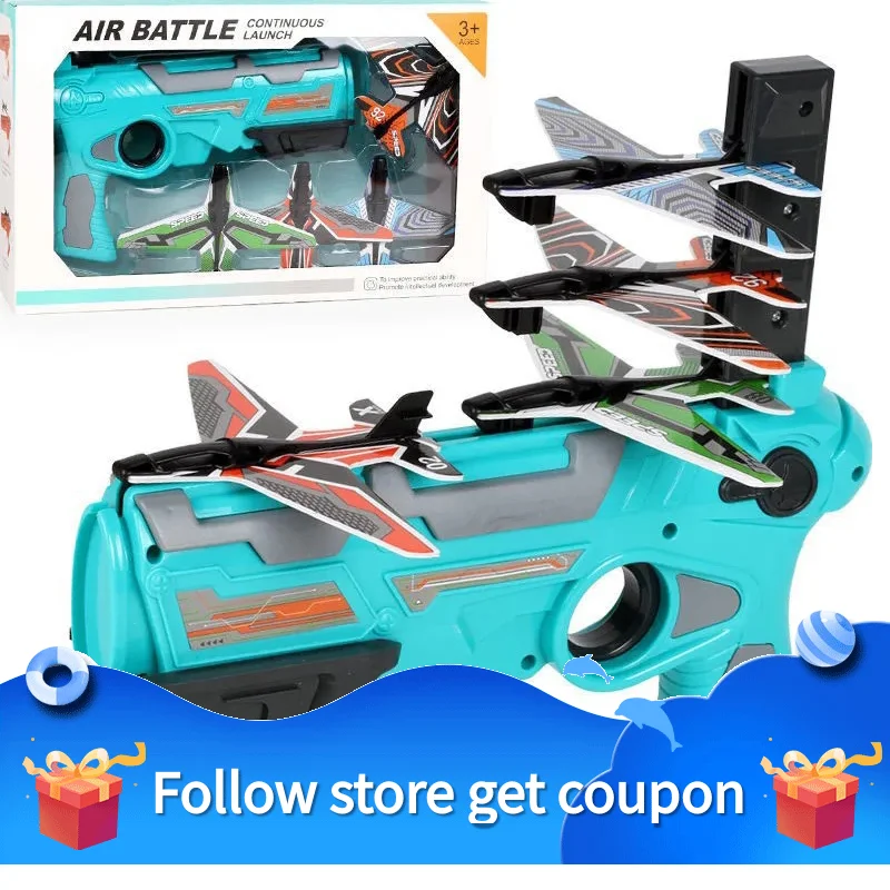 Airplane Launcher Bubble Catapult Plane Hand Throwing Toy for Kids Catapult Gun Game Outdoor Sport Pistol Shooting Gliding Plast