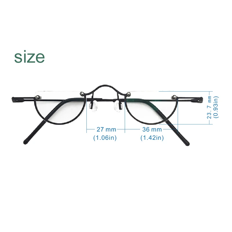 Retro small round metal half moon reading glasses vintage prescription of myopia optics is small eyeglasses 1.0 2.0 3.0 4.0