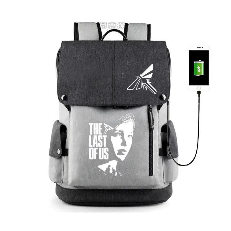 Anime The Last Of US Backpack Bag Cosplay School BookBag Laptop  USB Port Mochila Day Pack Rucksack